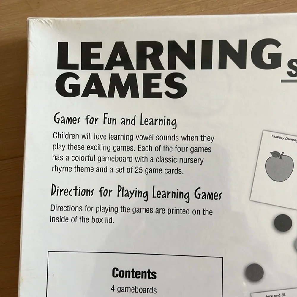 FRANK SCHAFFER AGES 5+ SHORT AND LONG VOWELS 4-GAME BOARDS LEARNING GAMES